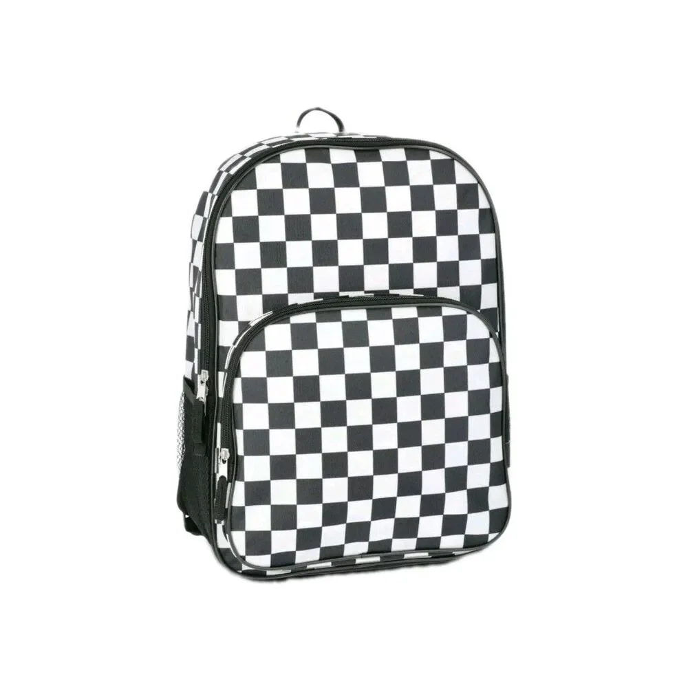 Checkered Backpack Black And White